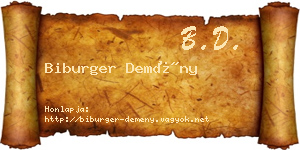 Biburger Demény névjegykártya